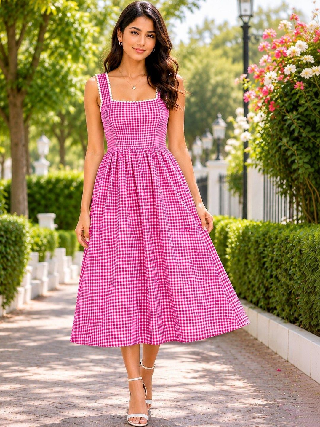 S21 Checked A-Line Midi Dress-picture-35