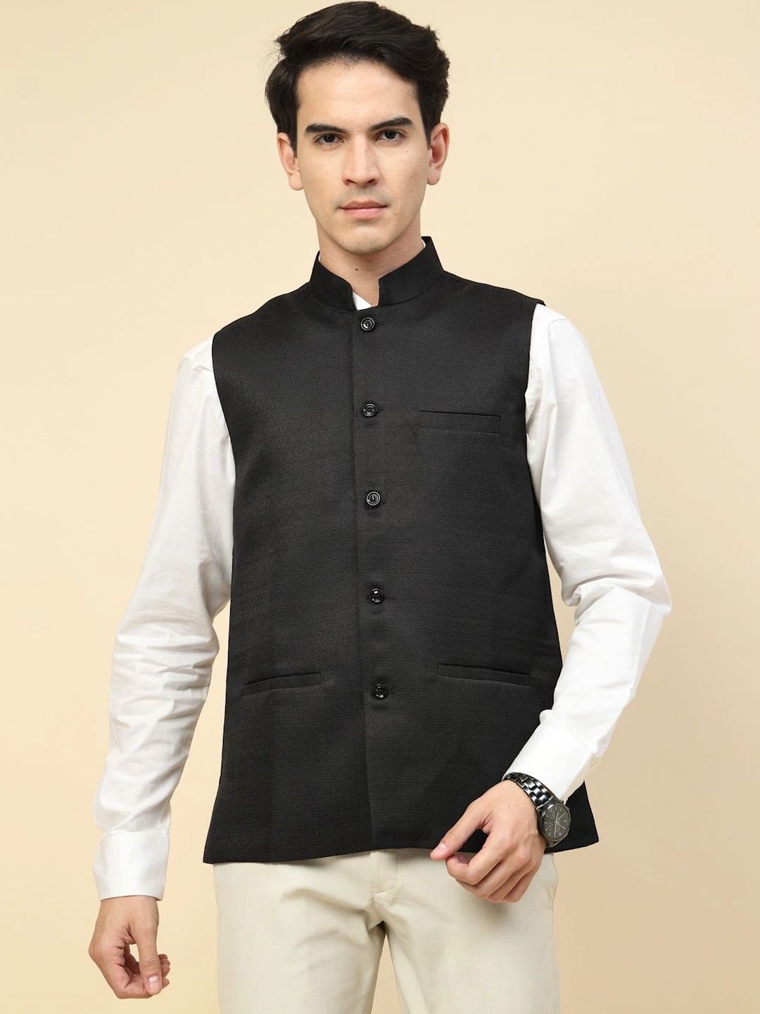 Moda Rapido Woven Design Nehru Jacket-picture-54