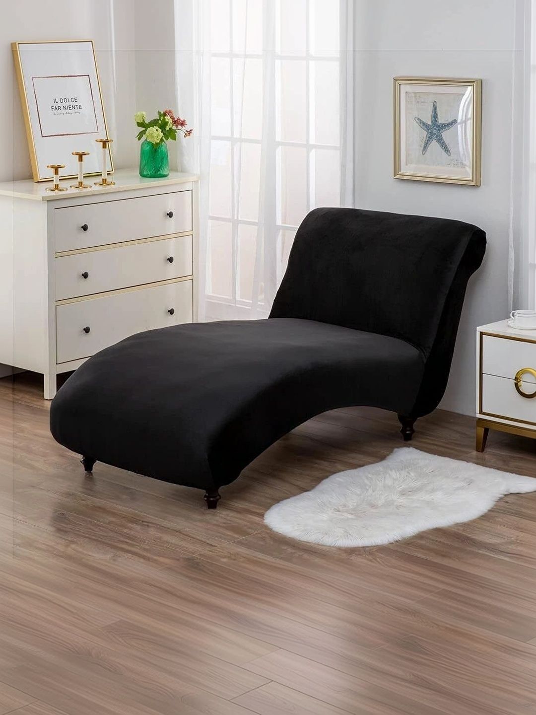 INDIAWOODMART Black Fabric Lounge Chair-picture-2