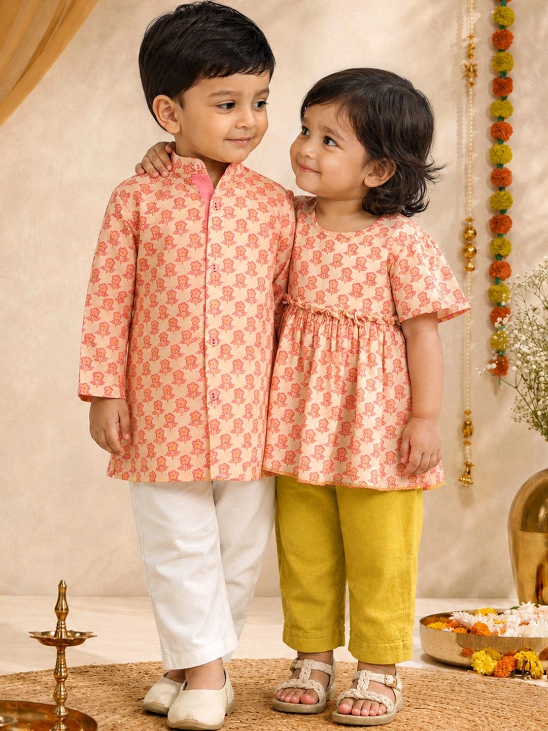 VASTRAMAY Boys Ethnic Motifs Printed Regular Kurta with Pyjamas-picture-50