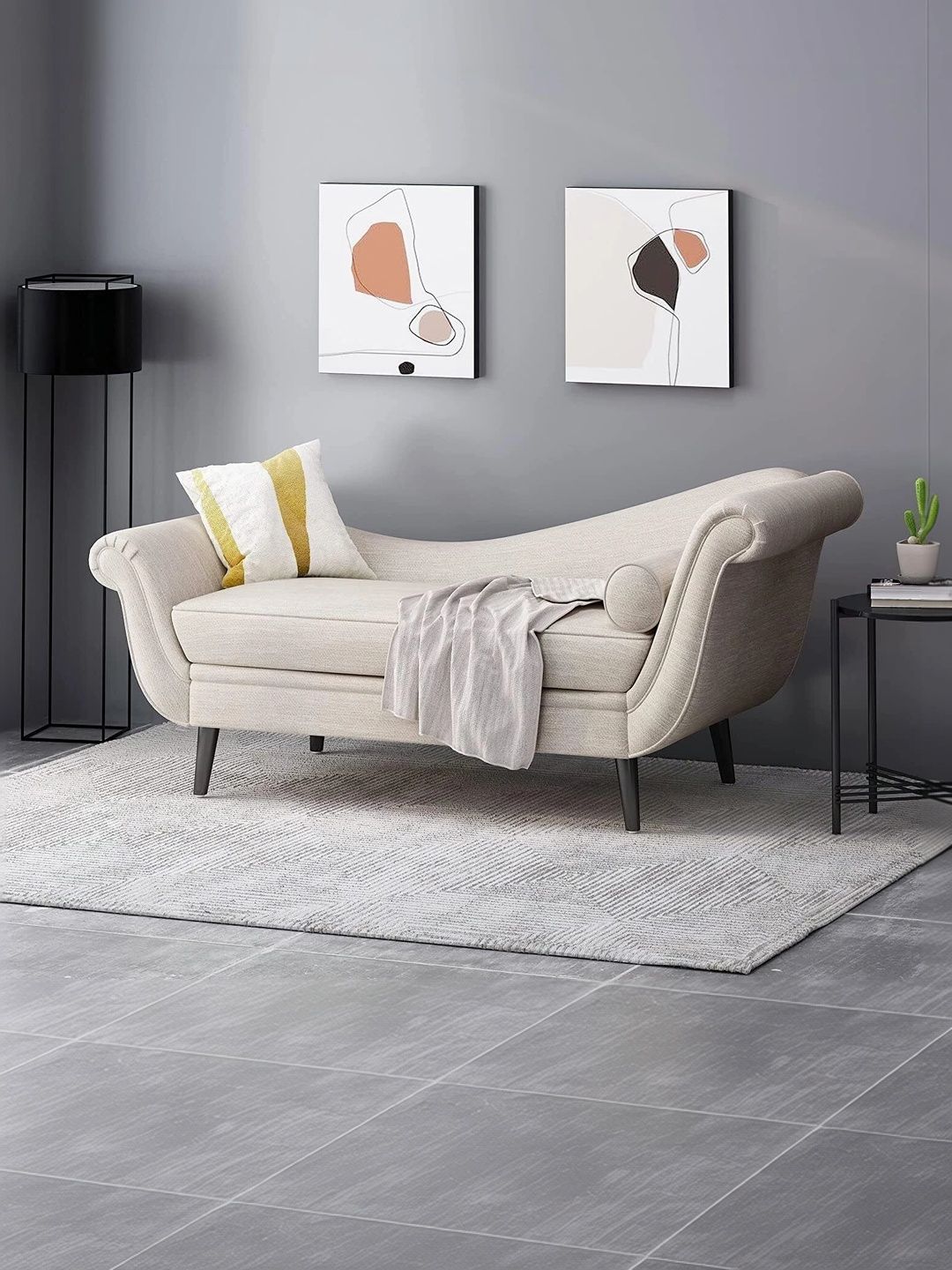 INDIAWOODMART Beige Wooden 2 Seater Sofa-picture-13