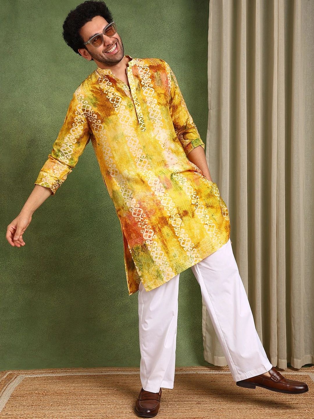 See Designs Men Dyed Regular Chanderi Silk Kurta with Trousers-picture-26