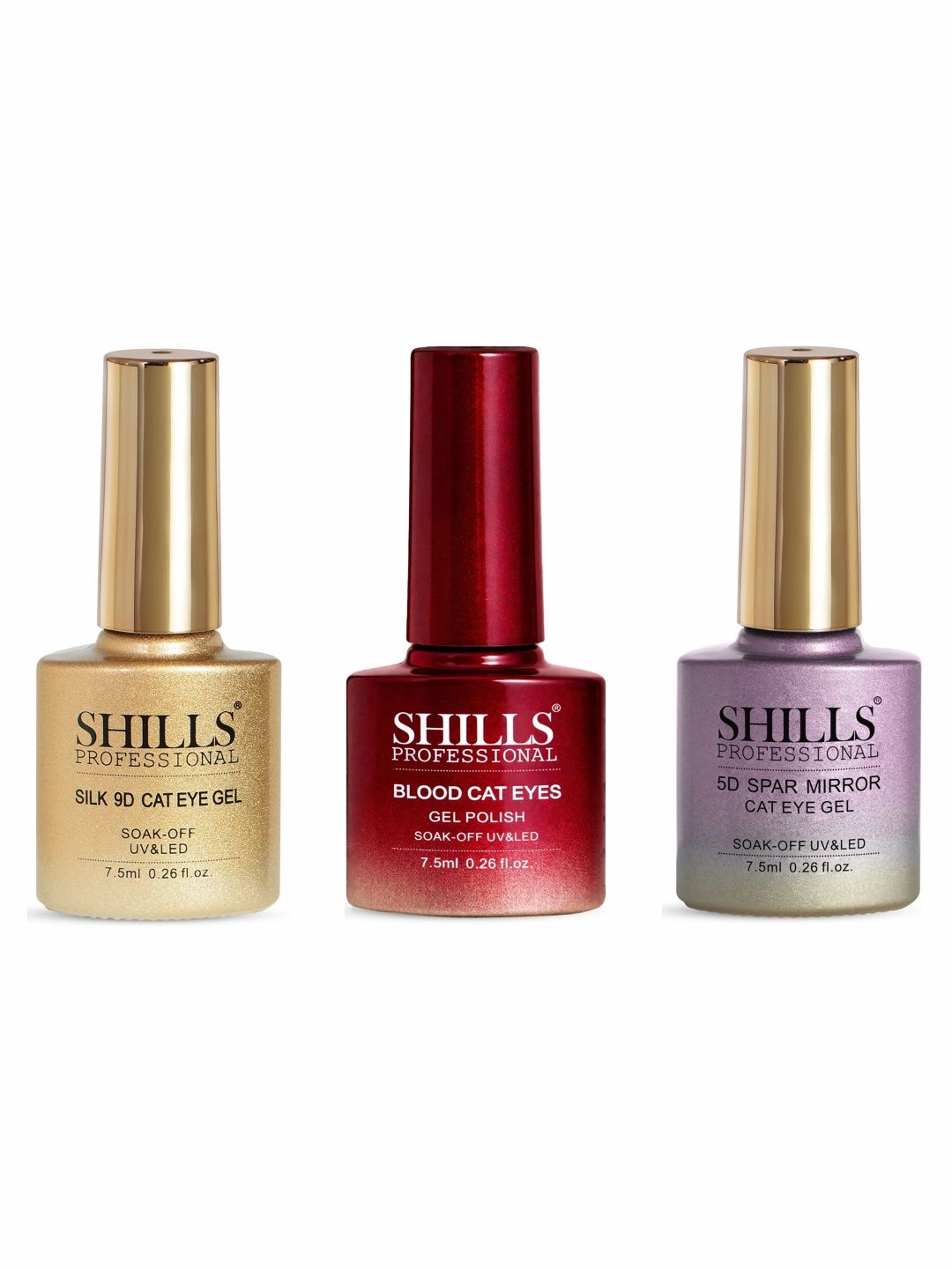shills professional Set Of 3 Blood & Silk 9D Gel Nail Polish - 7.5 ml - 362 - 408 - 374-image-42