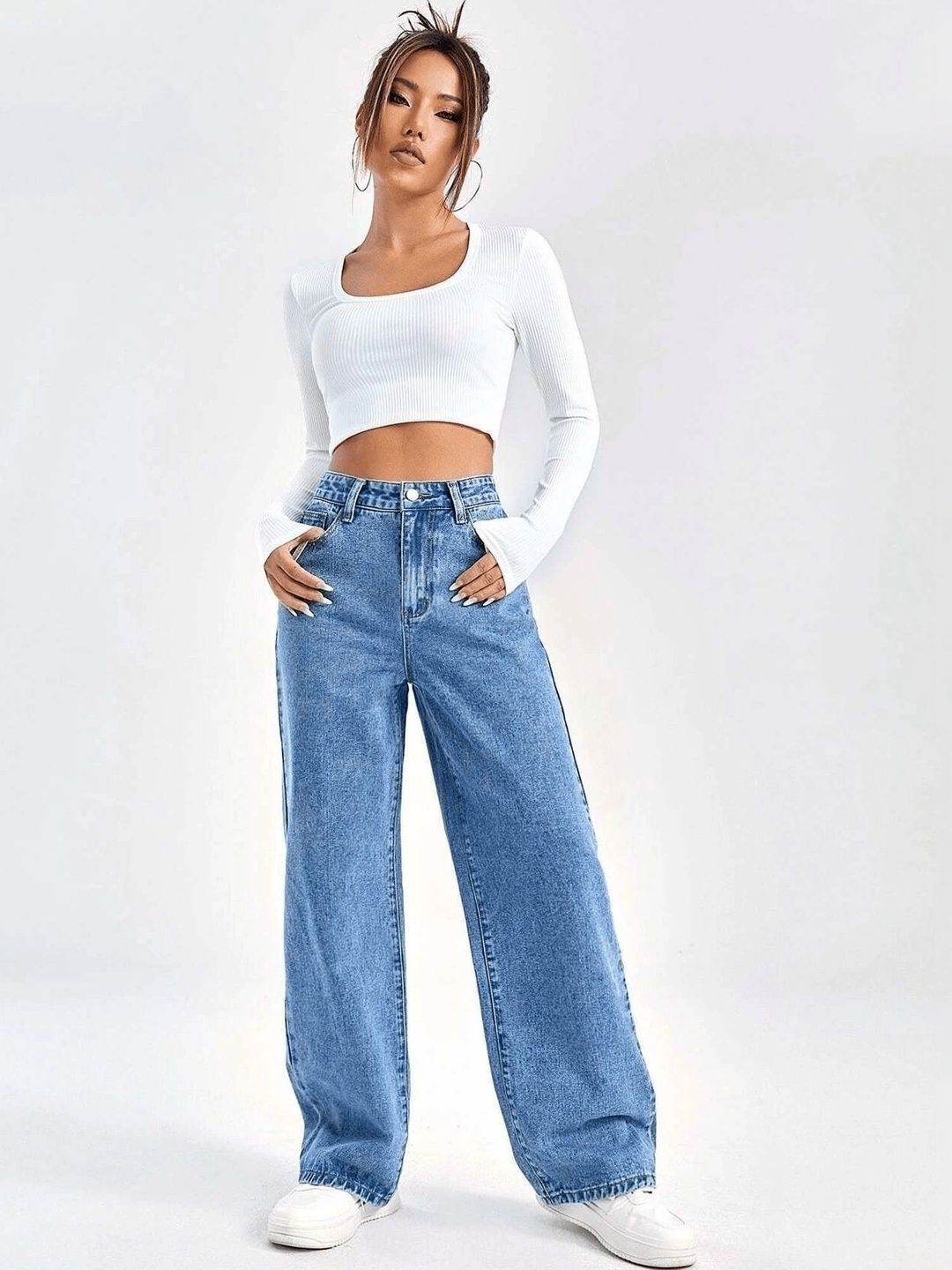 AAV2 Women Wide Leg High-Rise Stretchable Jeans-picture-58