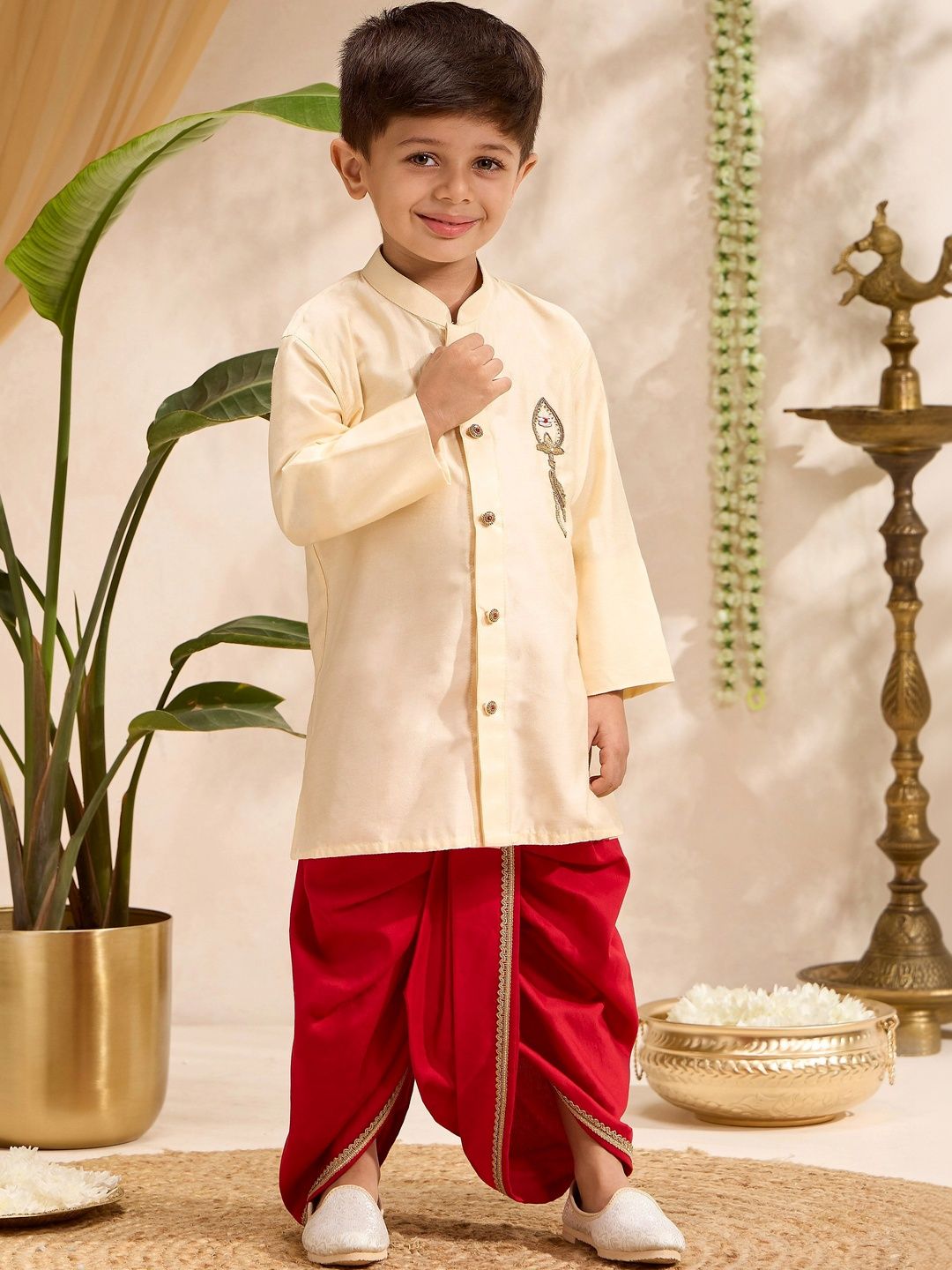 VASTRAMAY Boys Regular Thread Work Kurta with Dhoti Pants-picture-36