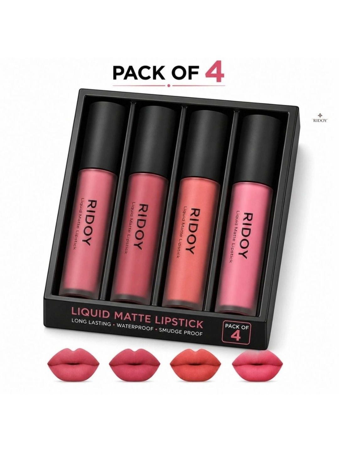 ridoy Set Of 4 Waterproof Liquid Matte Lipstick-3 ml Each - Pink Nude-Rose Nude-Peach Nude-image-14