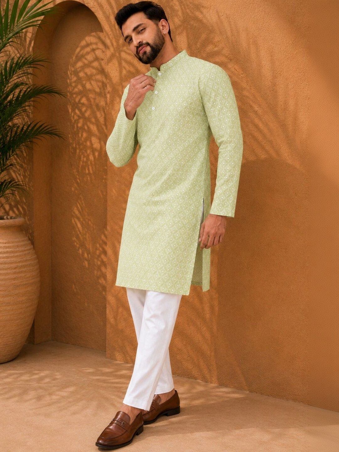 CELLUX Men Printed Regular Kurta with Trousers-picture-11