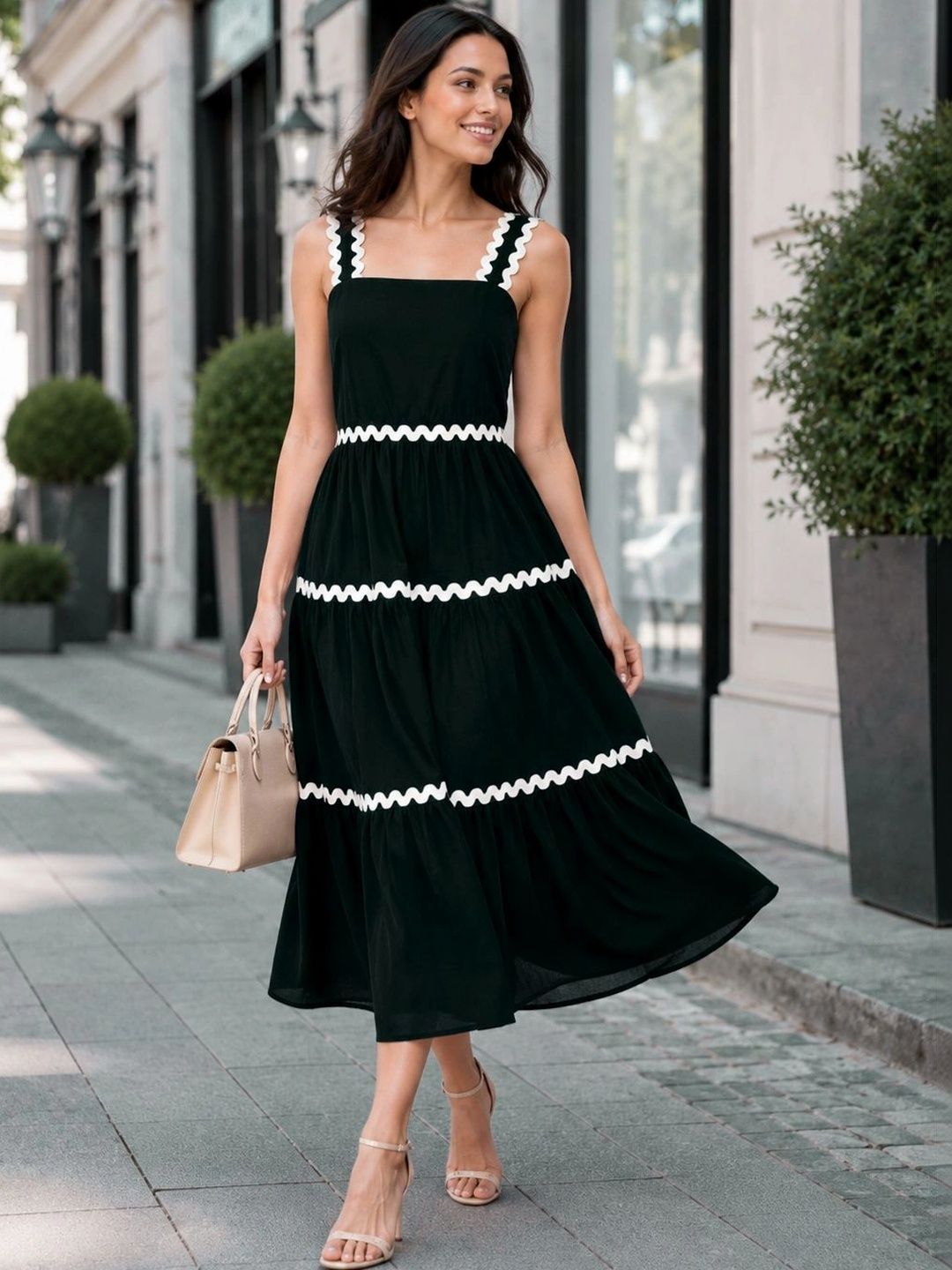 SZN Ruffled Crepe A-Line Midi Dress-picture-54