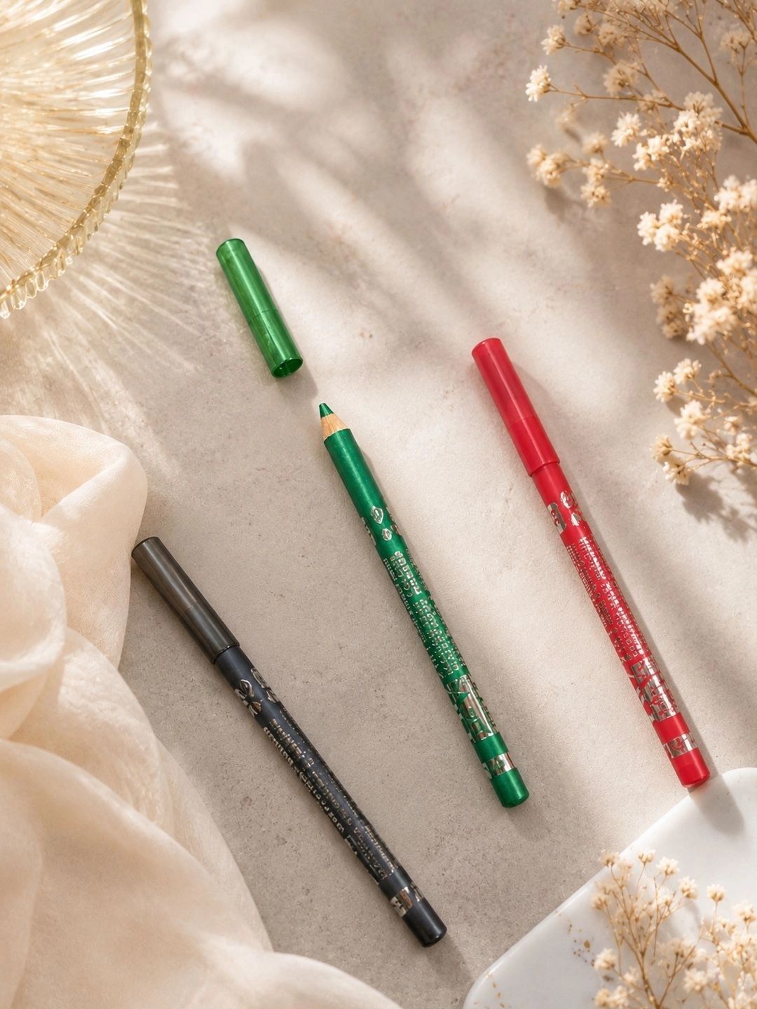 MISS ADS Set Of 3 Long Lasting Eye & Lip Liners - Bold Black, Emerald Green & Ruby Red-image-46