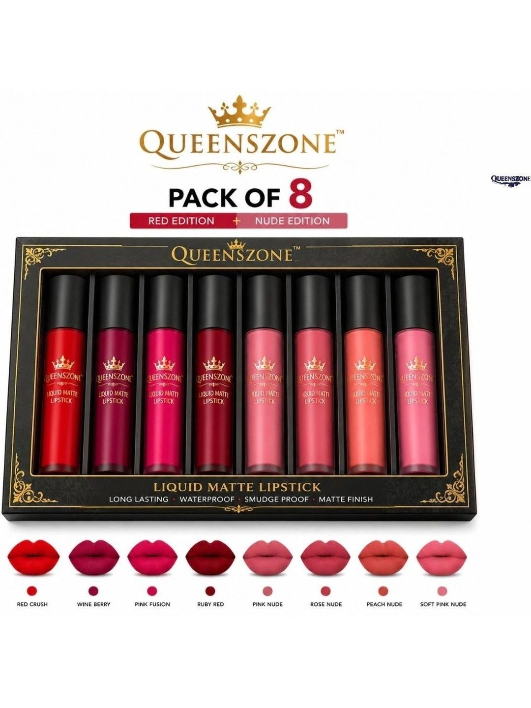 ridoy Set Of 8 Waterproof Liquid Matte Lipstick-3 ml Each - Light Pink-Maroon-Brown-Magent-image-41