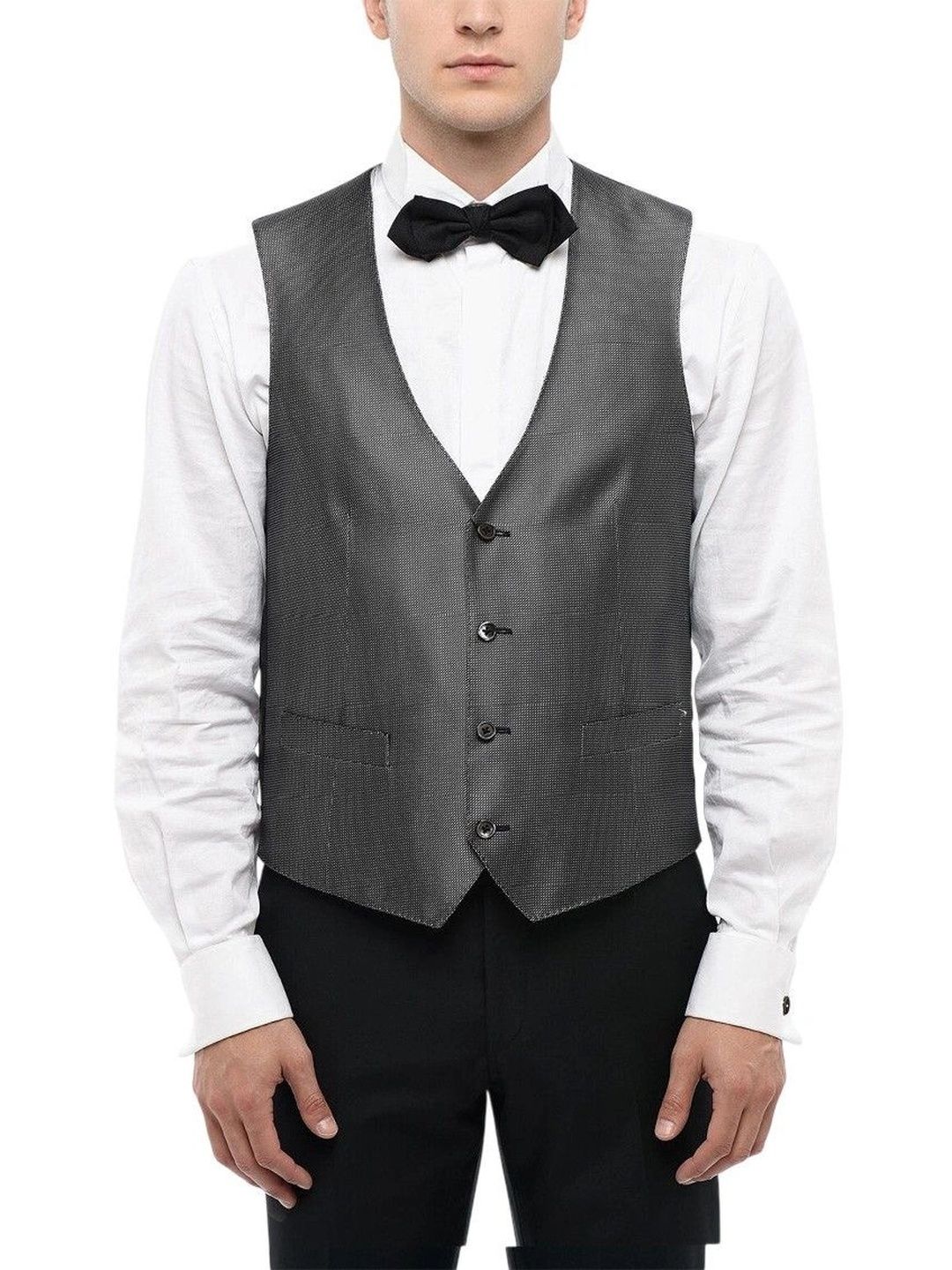 Corneliani Black Tailored V Neck Waistcoat-picture-20