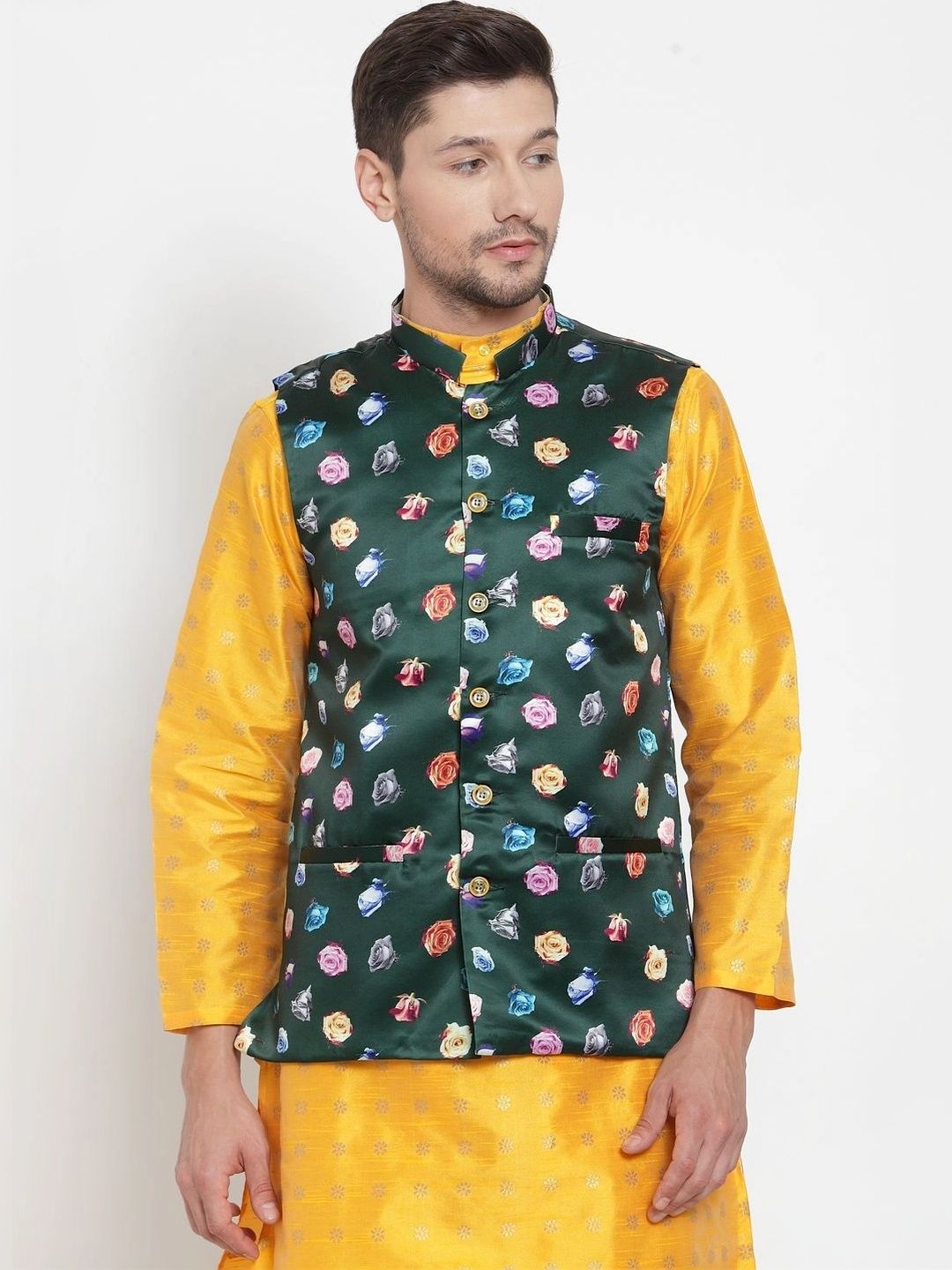 Moda Rapido Floral Printed Cotton Woven Nehru Jacket-picture-47