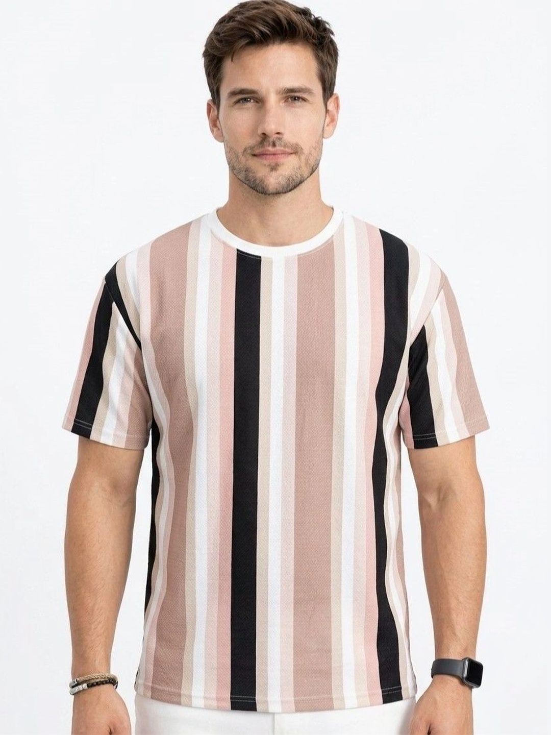 Mast & Harbour Men Striped Pure Cotton T-shirt-picture-12