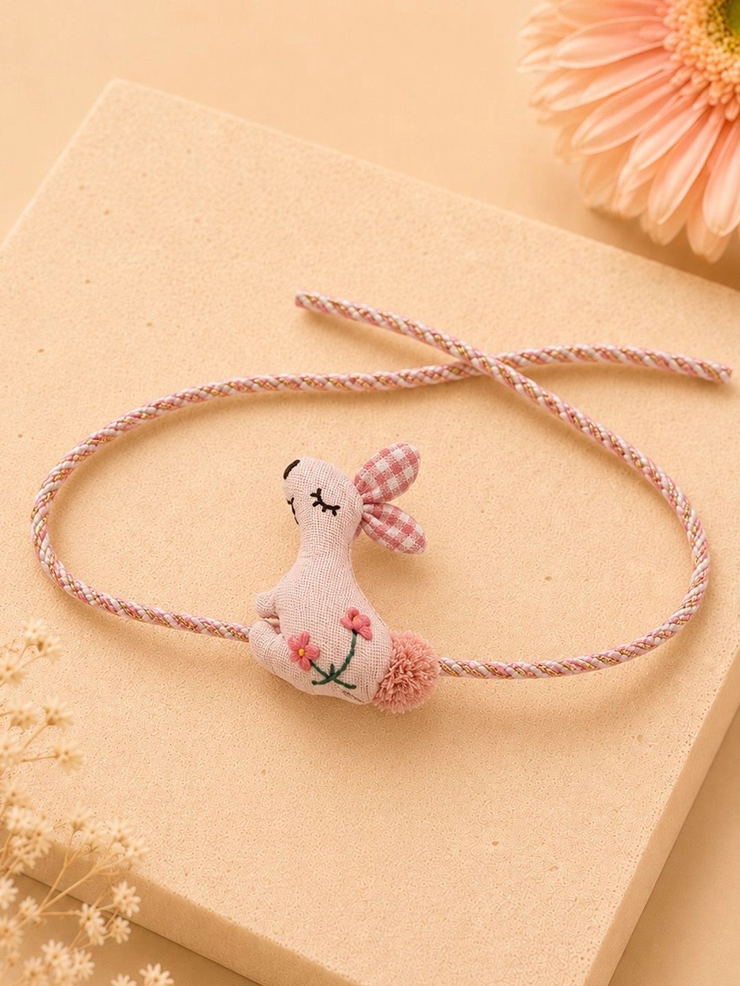 Little Surprise Box Kids Dual style Floral Embroidered Bunny Rakhi & broach Clip-picture-11