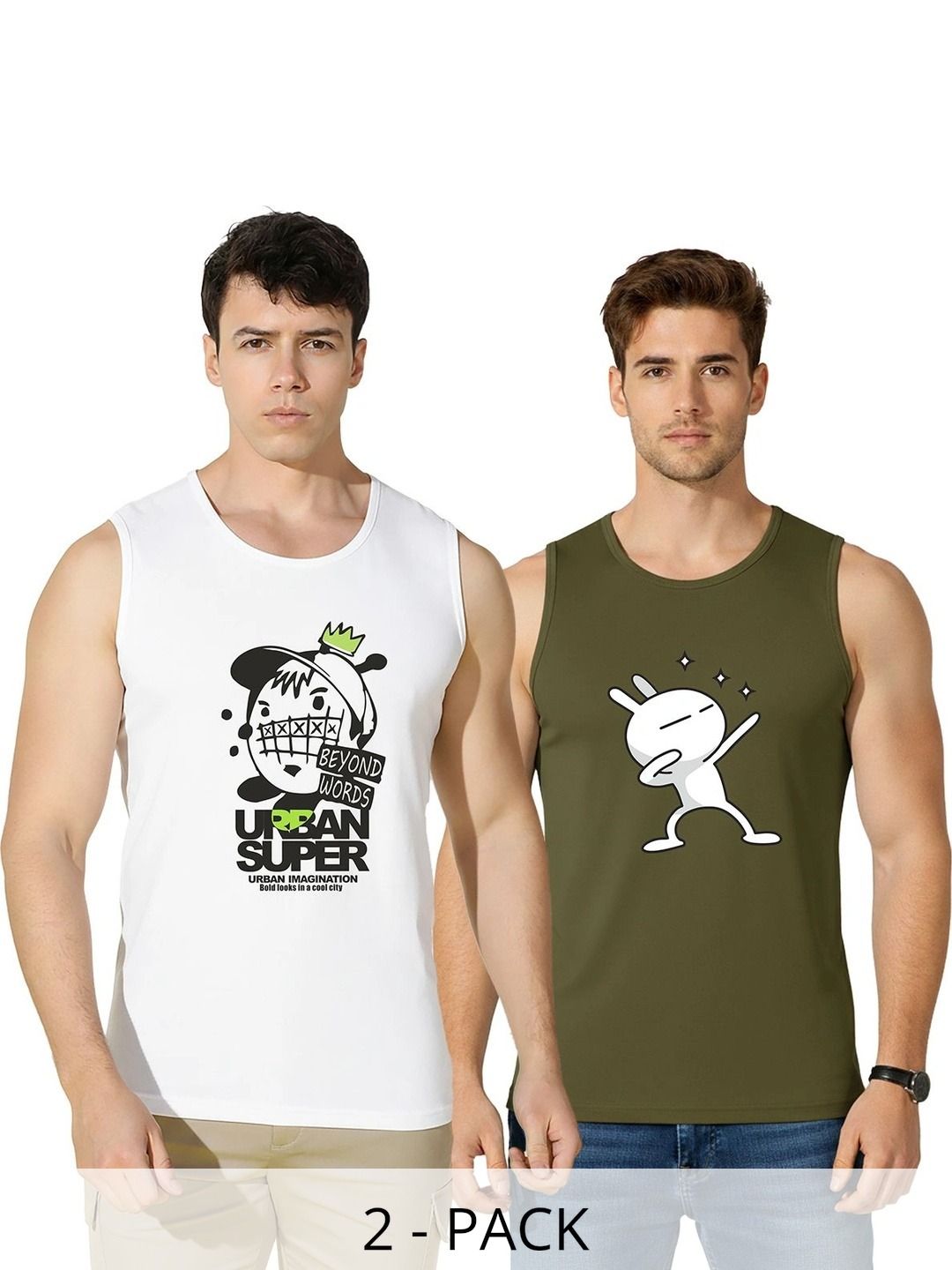 MINISTRY OF FRIENDS Pack of 2 Printed Cotton Gym Vest-picture-37