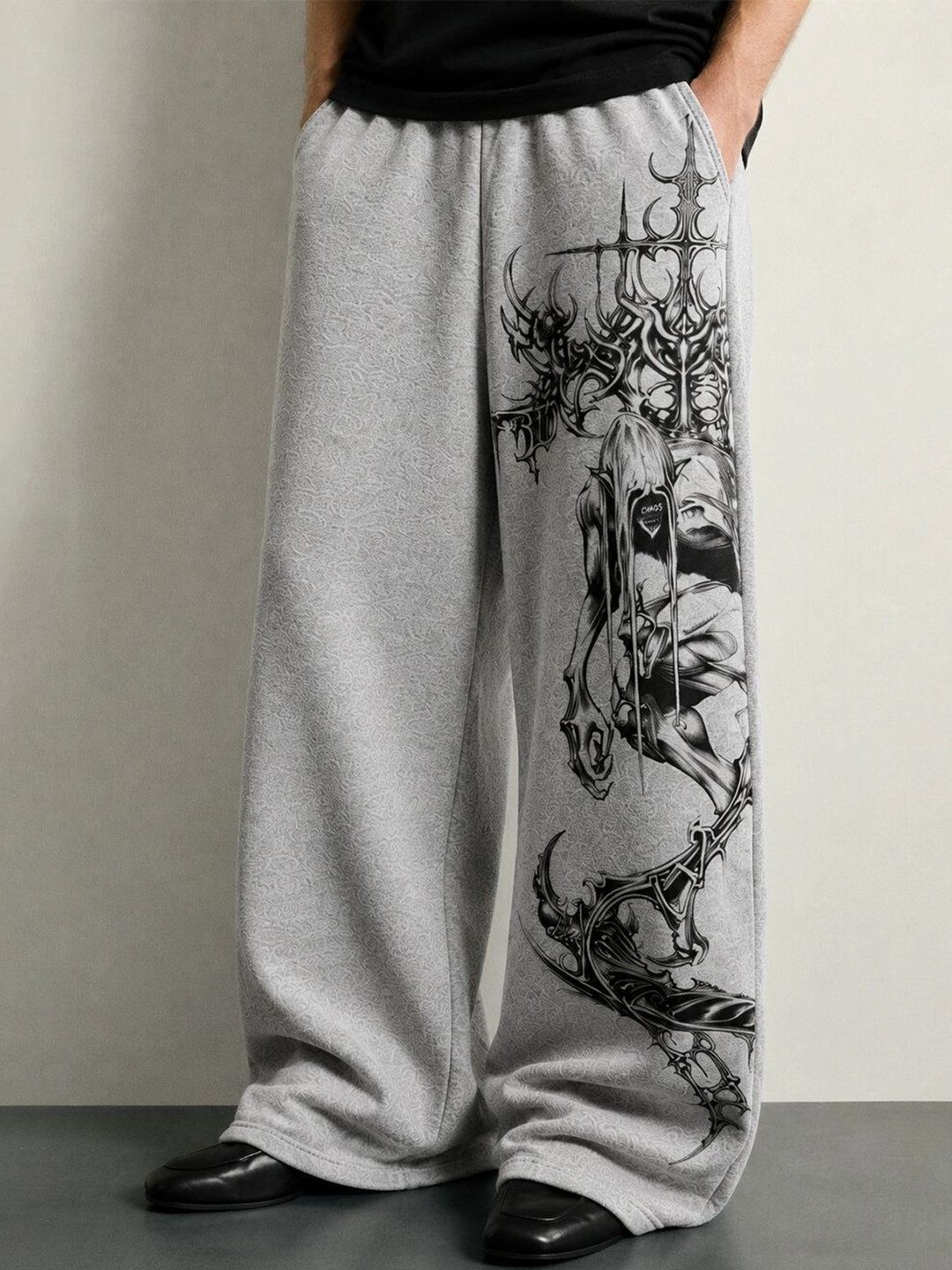 GENRAGE Men Baggy Graphic Print Training Track Pants-picture-30