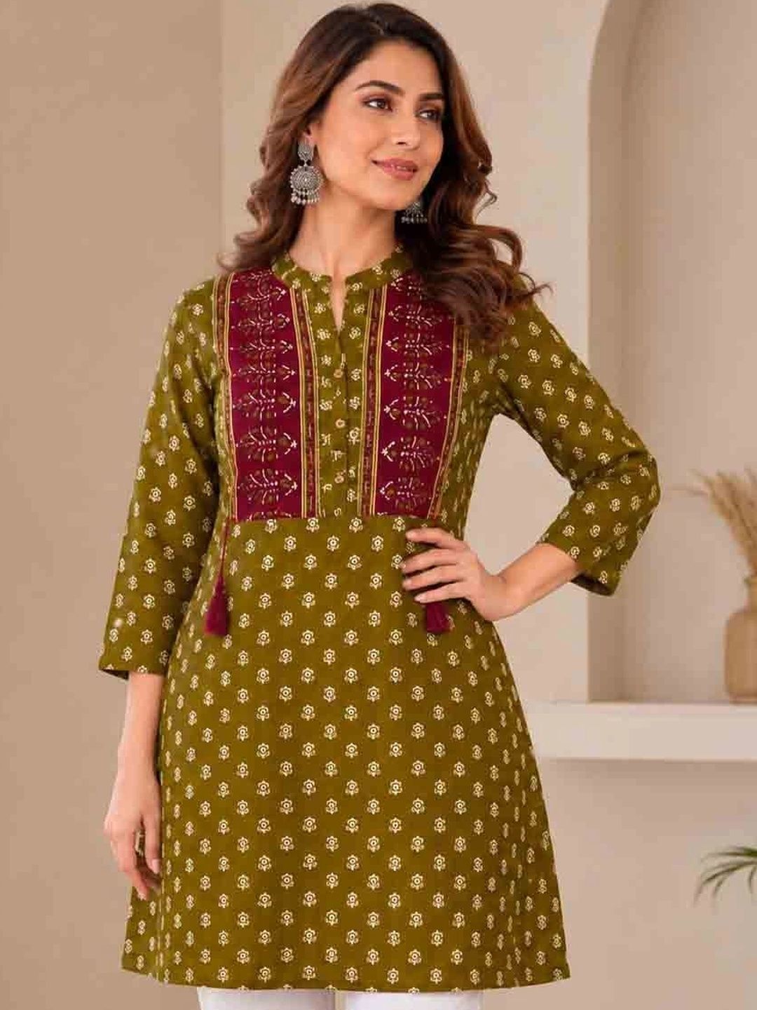 KASIBAA Women Print Ethnic Cotton Blend Top-picture-12