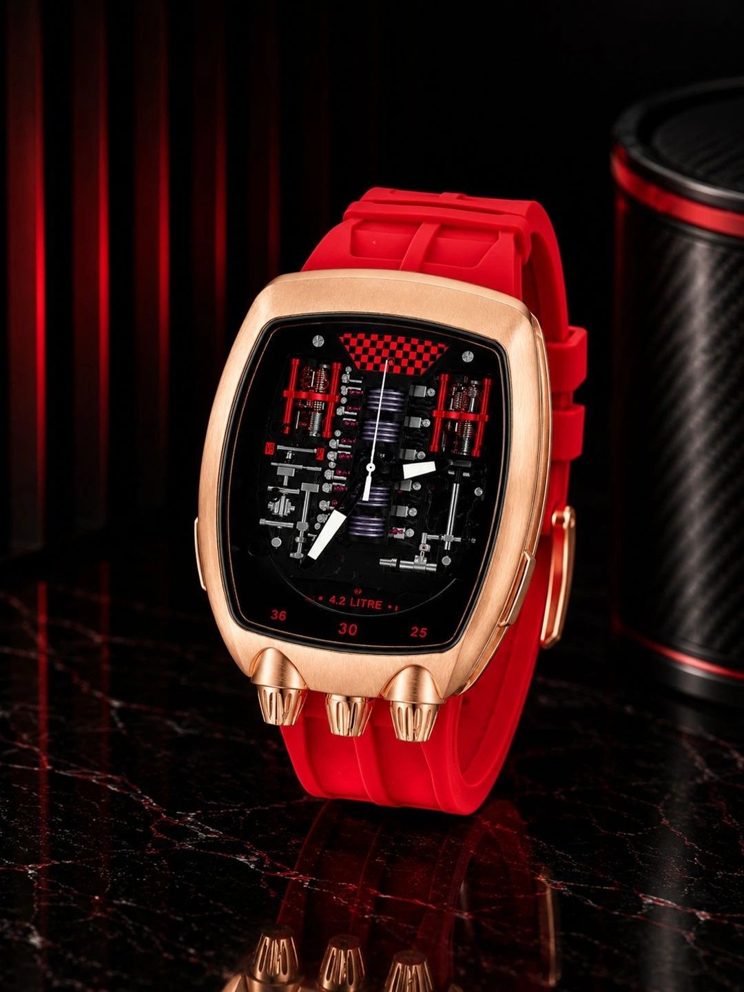 ZIVANCHE Men Dial & Stainless Steel Straps Analogue Chronograph Watch Hypcar-Rsgld Red-picture-16