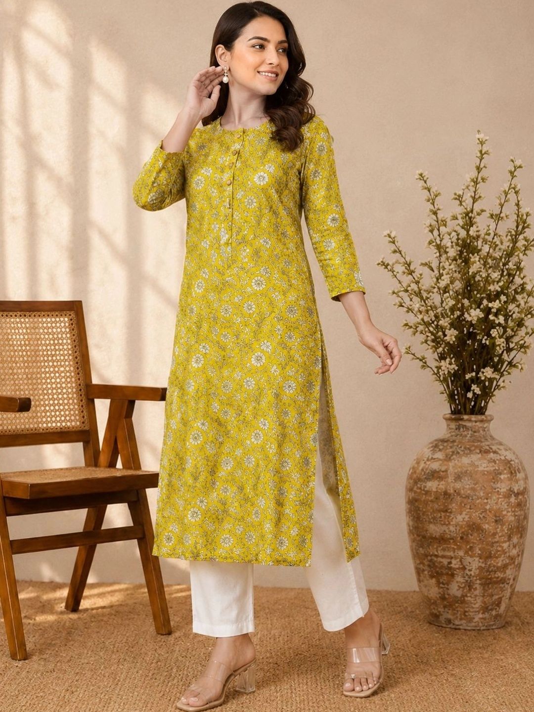 Komfortive Women Floral Printed Pure Cotton Kurti-picture-58