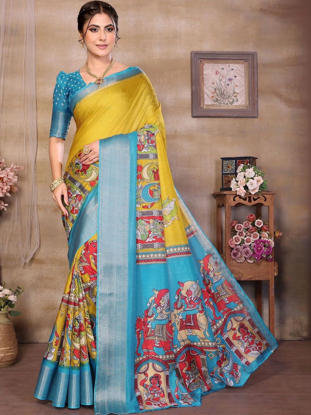 ANIRAV Ethnic Motifs Art Silk Saree-picture-24