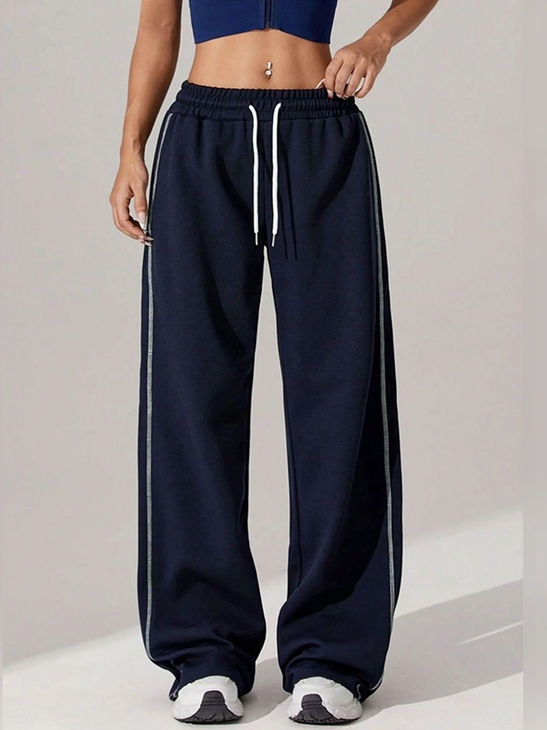 GENZILOOKS Women Striped Tailored High-Rise Trousers-picture-25