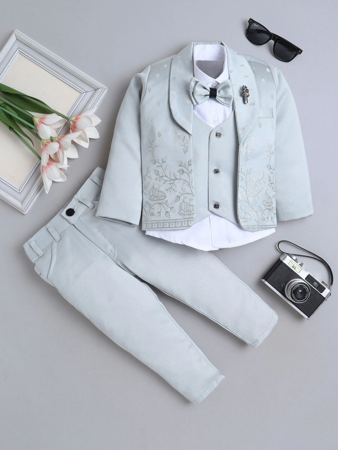 Miss & Chief Boys Notched Lapel Collar Single-Breasted Three-Piece Suit-image-23