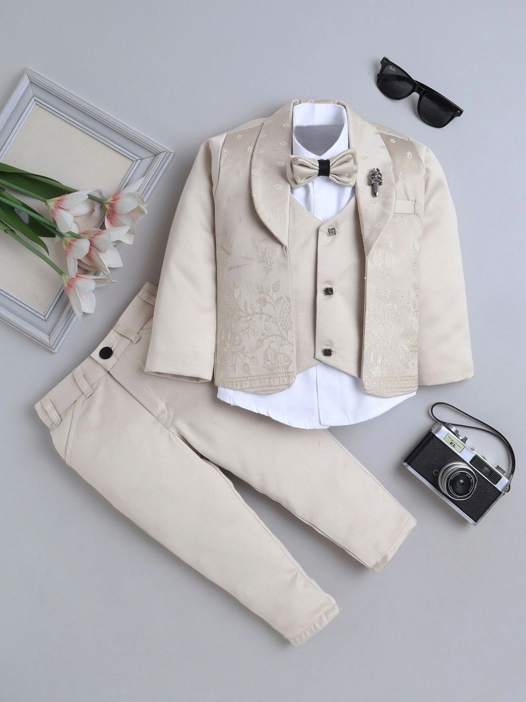 Miss & Chief Boys Notched Lapel Collar Single-Breasted Three-Piece Suit-picture-27