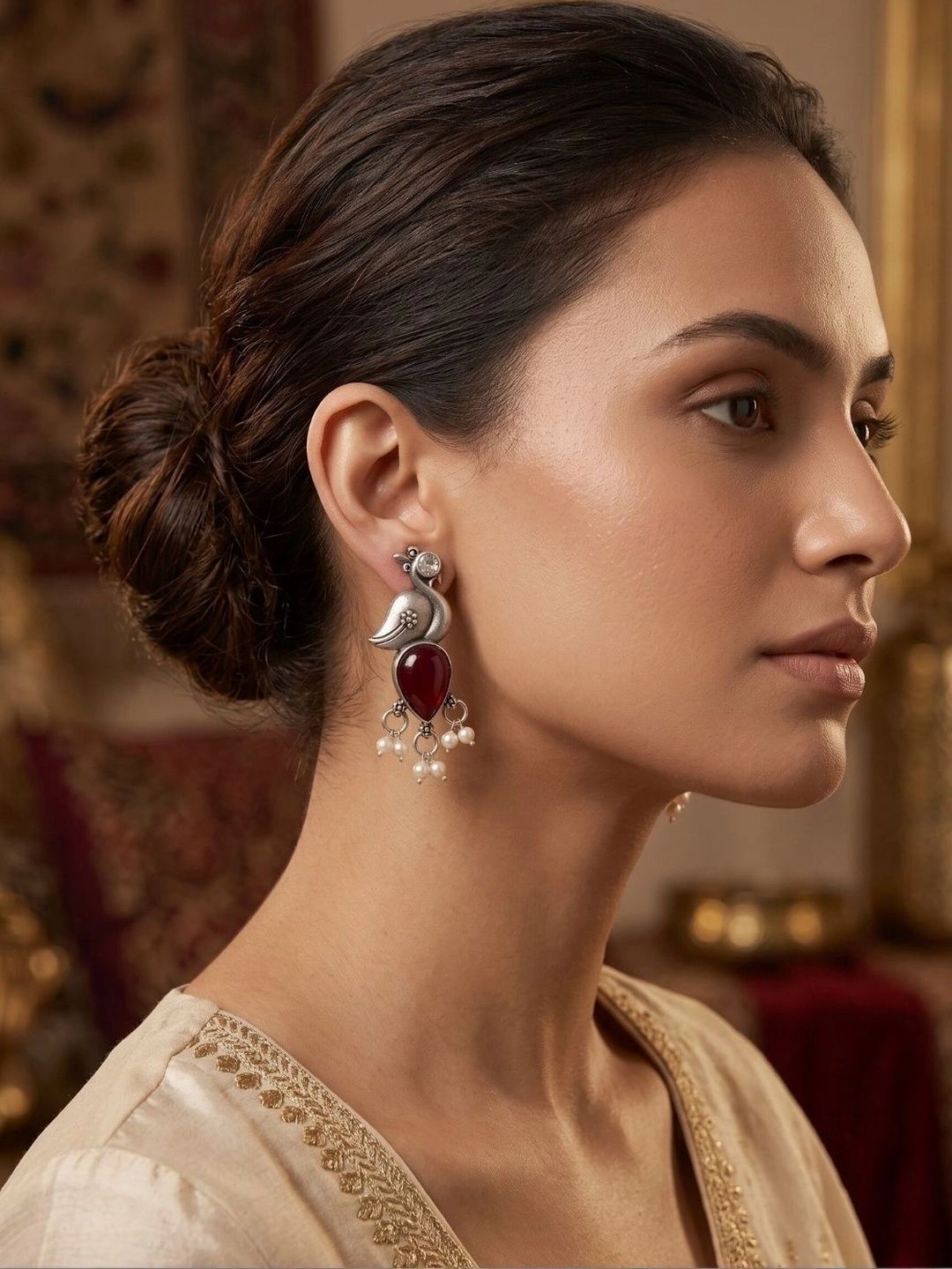 AURIUMM Peacock Shaped Drop Earrings-picture-21