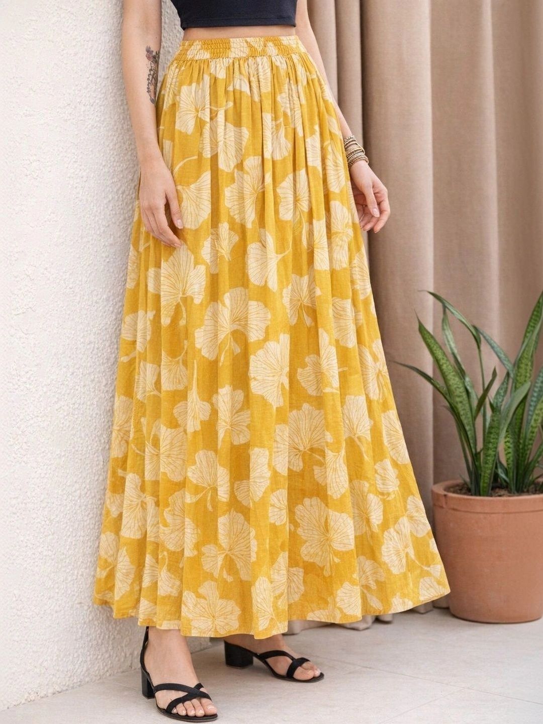 Anouk Women Cotton Cotton Cambric Floral Maxi Flared Skirt-picture-37