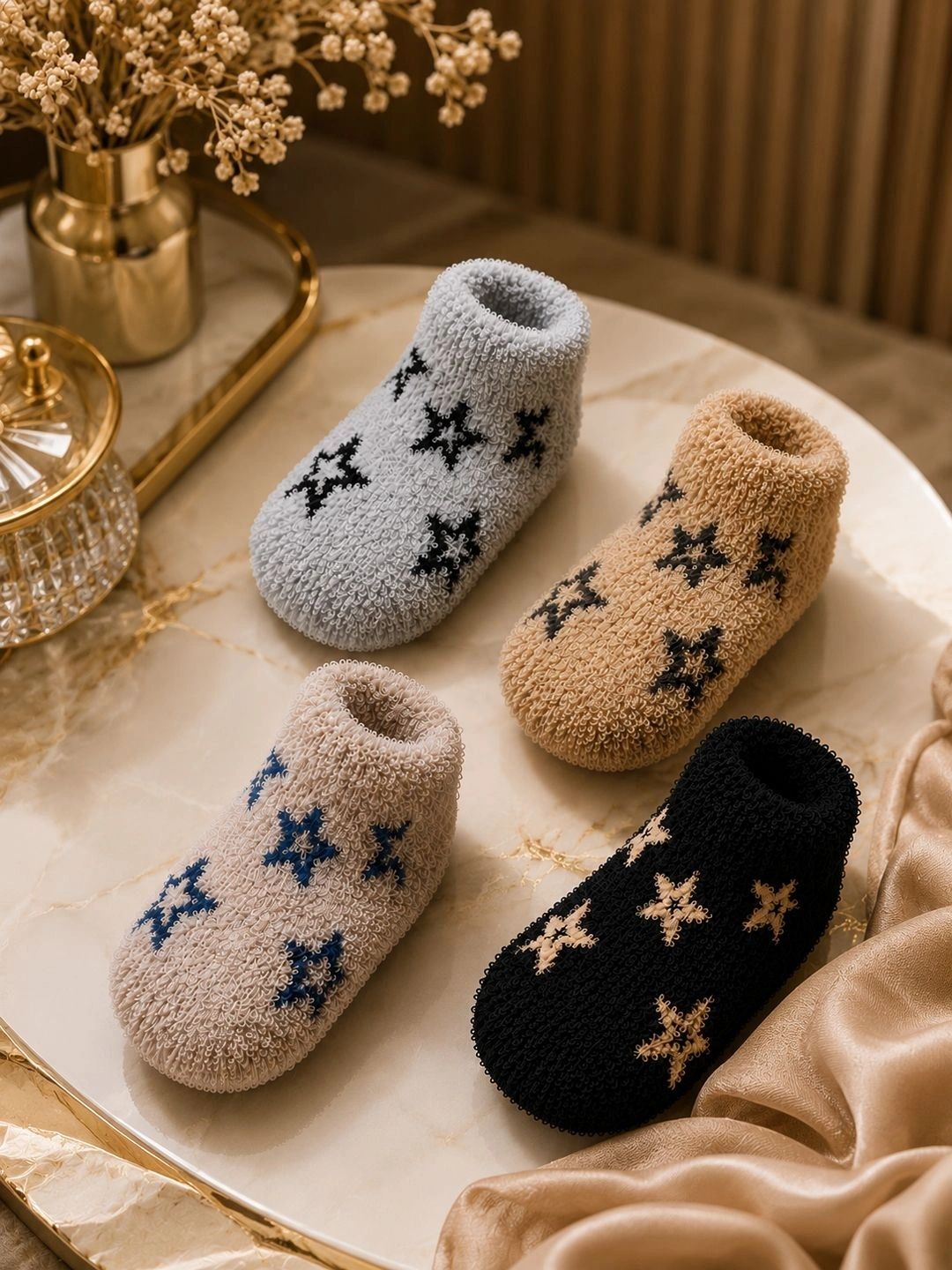 CORTICA Unisex Kids Pack of 4 Wool Blend Assorted Patterned Ankle Length Socks-picture-41