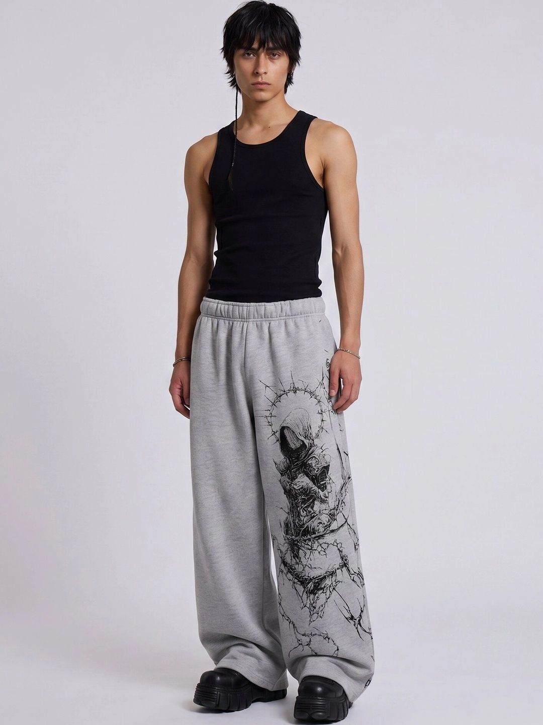 GENRAGE Men Baggy Graphic Print Track Pants-image-48
