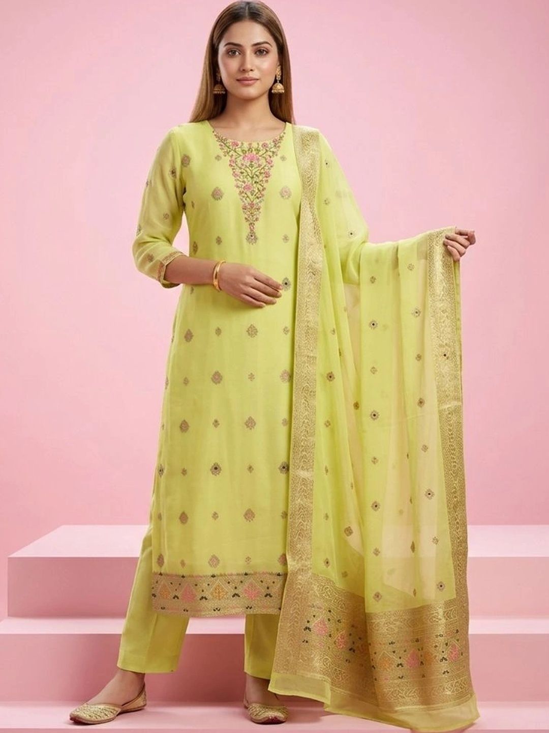 gokurtis Ethnic Motifs Embroidered Cotton Blend Handloom Thread Work Kurti-picture-42