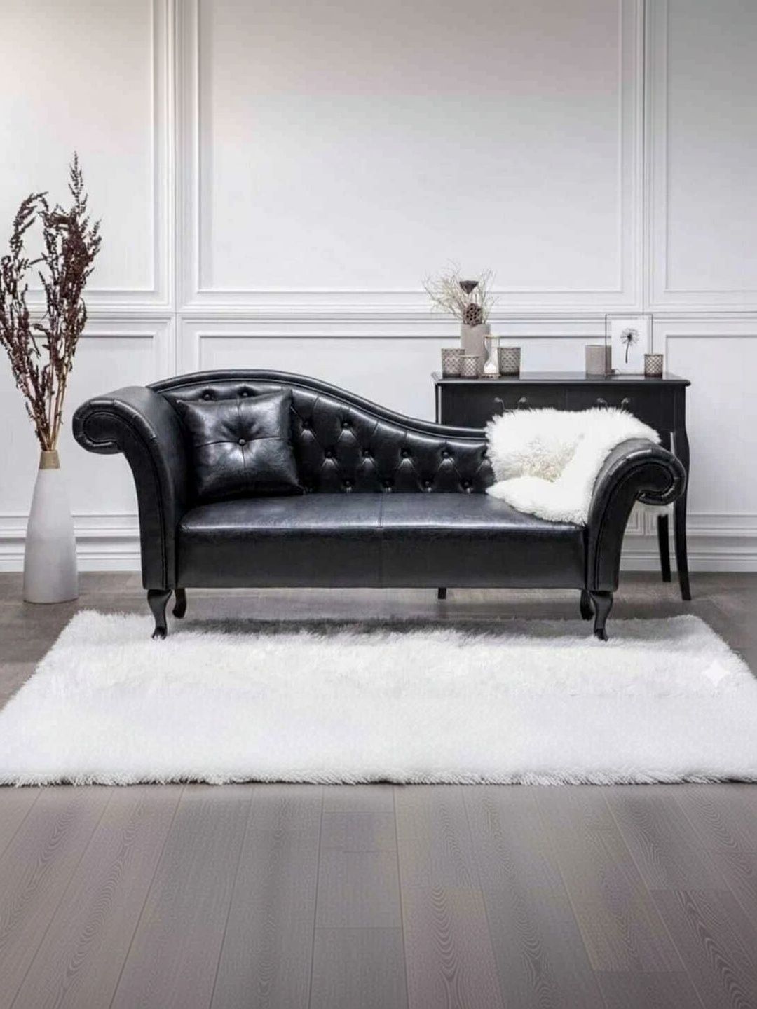 Soul craft Black Wooden Velvet 2 Seater Sofa-picture-12