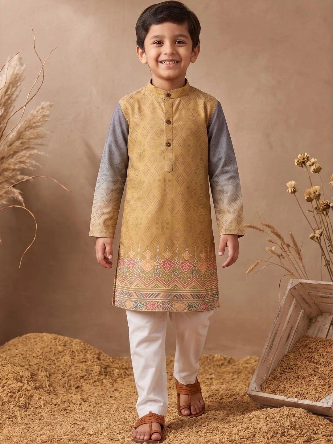 Aj DEZInES Boys Ethnic Motifs Printed Regular Kurta with Pyjamas-picture-38