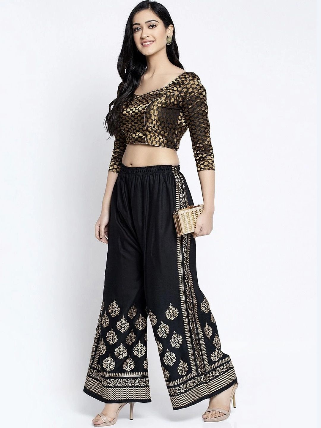 Meyara Women Ethnic Motifs Printed Knitted Ethnic Palazzos-image-8