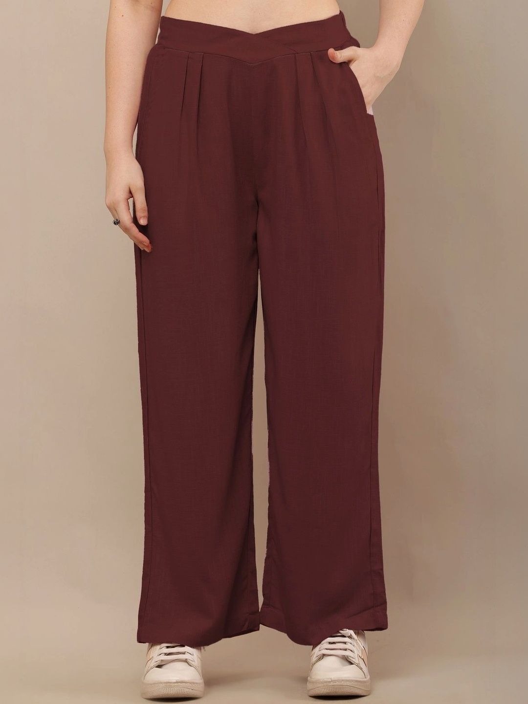 CLOTHINK INDIA Women Loose Fit High-Rise Easy Wash Trousers-picture-10