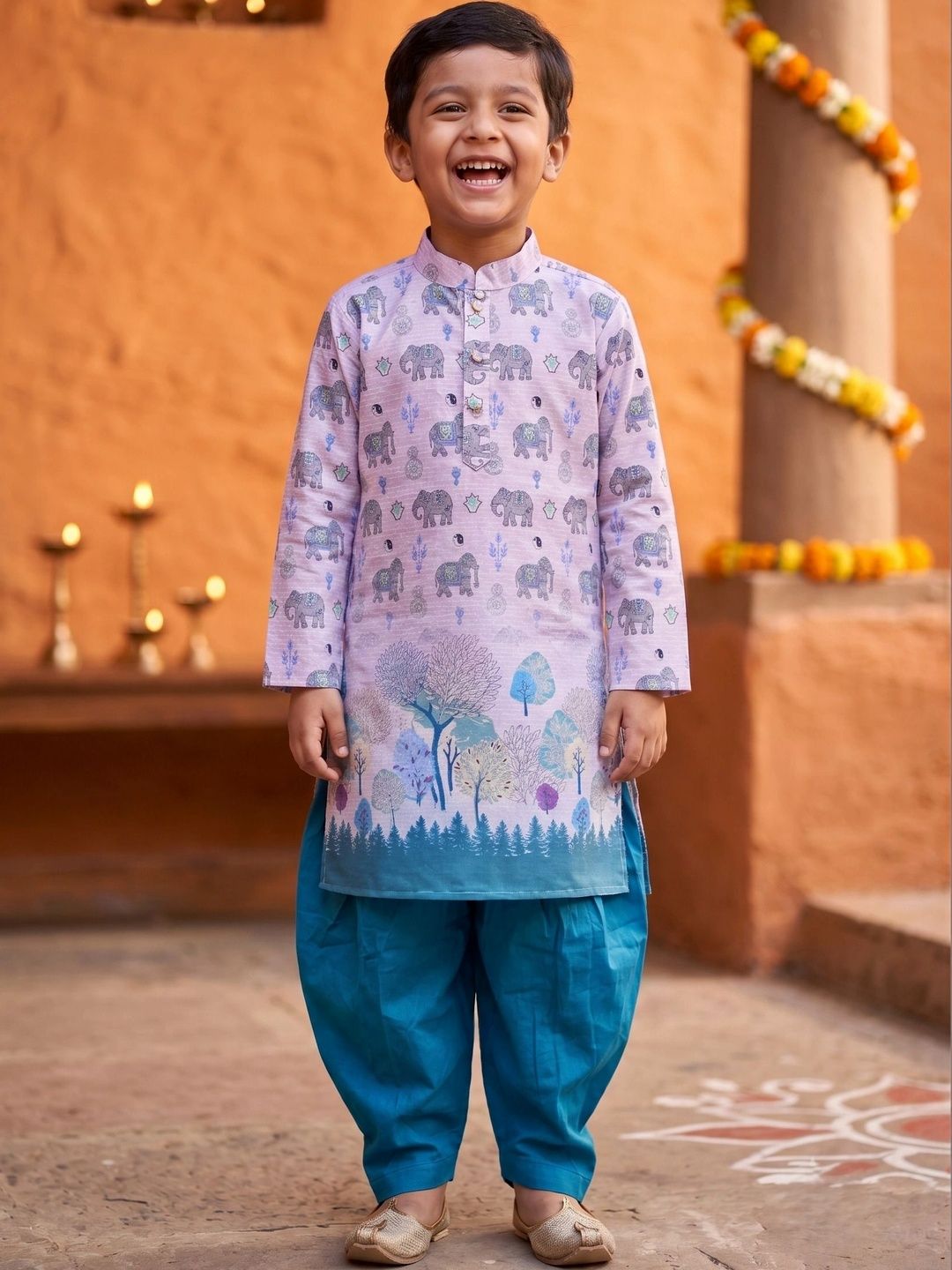 HUMAN CHOICE Boys Animal Printed Regular Kurta with Patiala-picture-21
