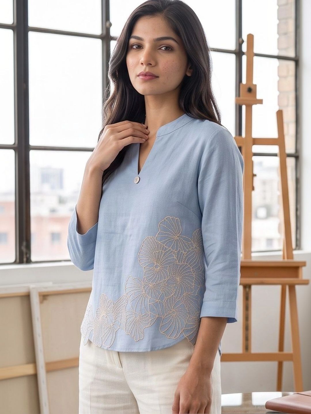 MASK Floral Embroidered Cotton Top-picture-51