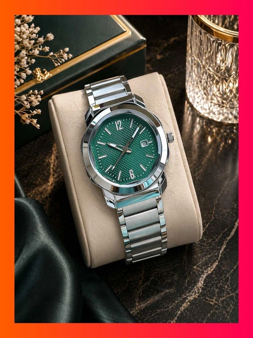 SHREEDATT Men Patterned Dial & Stainless Steel Bracelet Style Straps Analogue Date Aperture Watch AVM 033-image-48
