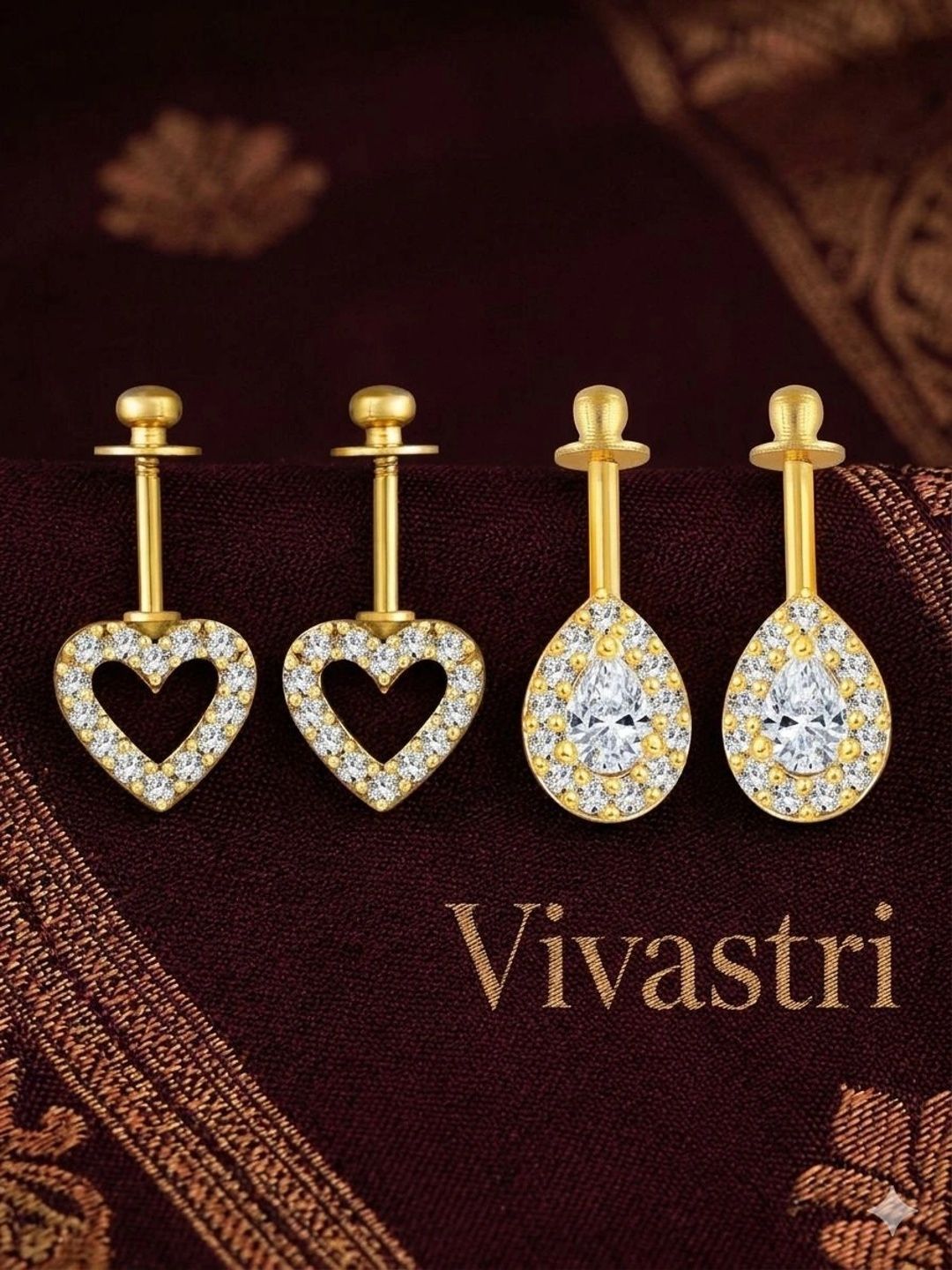 VIVASTRI Heart Shaped Studs Earrings-picture-28