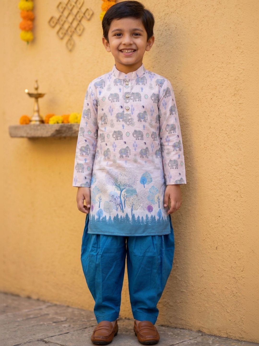 TAKE STYLE Boys Animal Printed Regular Kurta with Dhoti Pants-picture-32