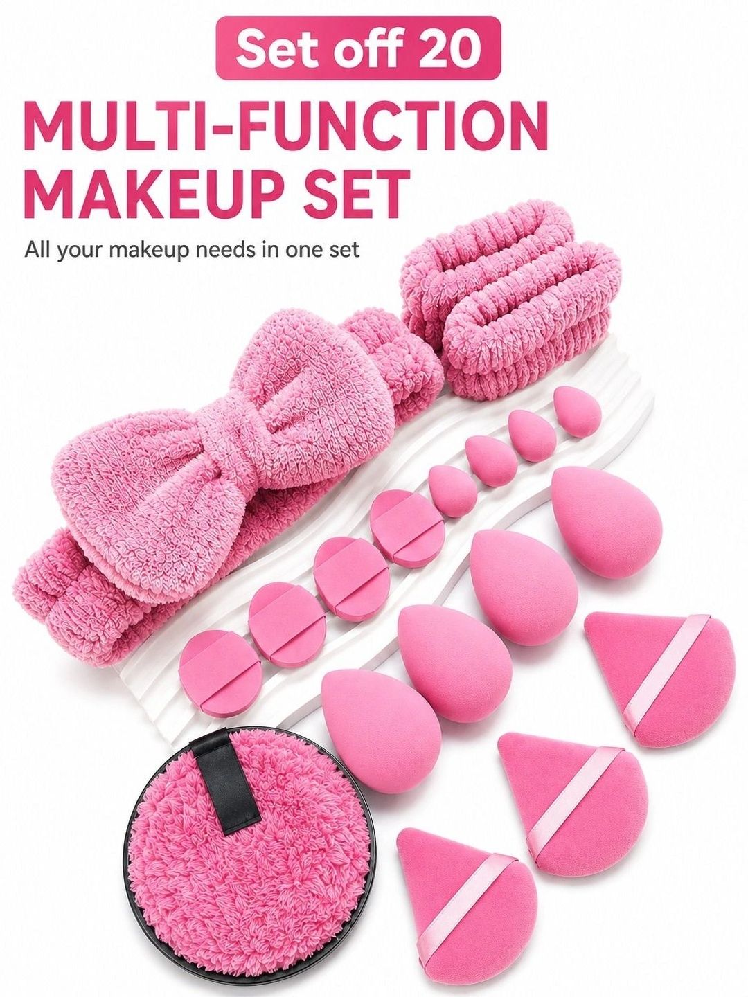 Dream Makeup Set of 20 Beauty Blenders Puffs & Headbands-image-46