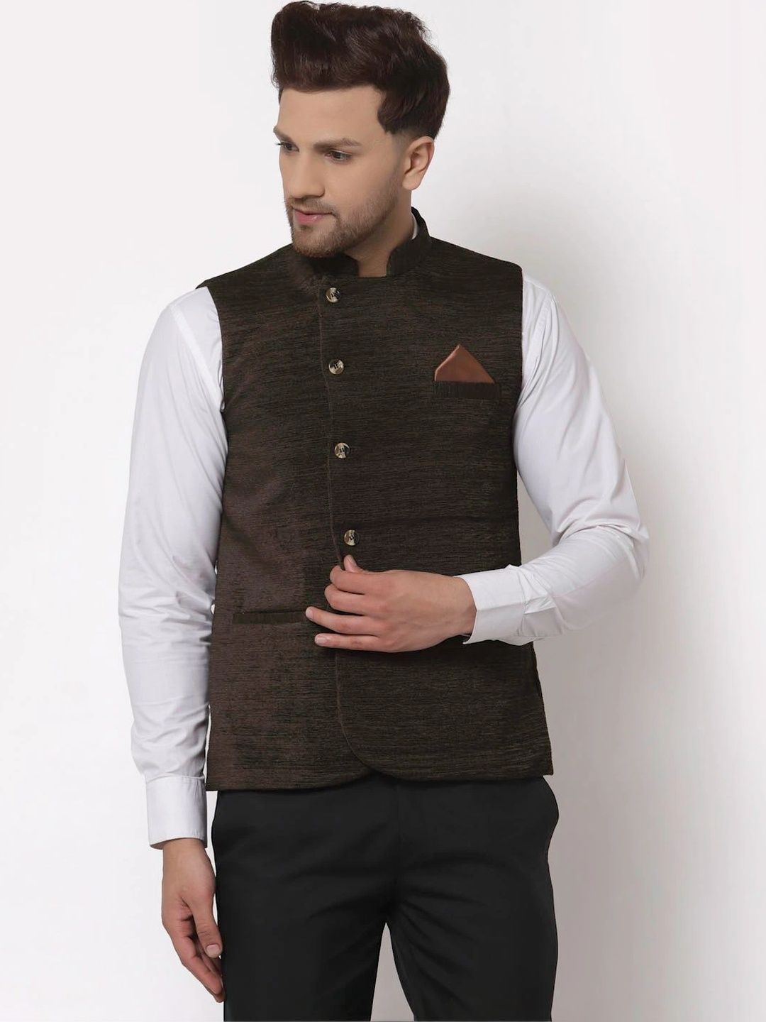 Moda Rapido Woven Design Woven Nehru Jacket-picture-14