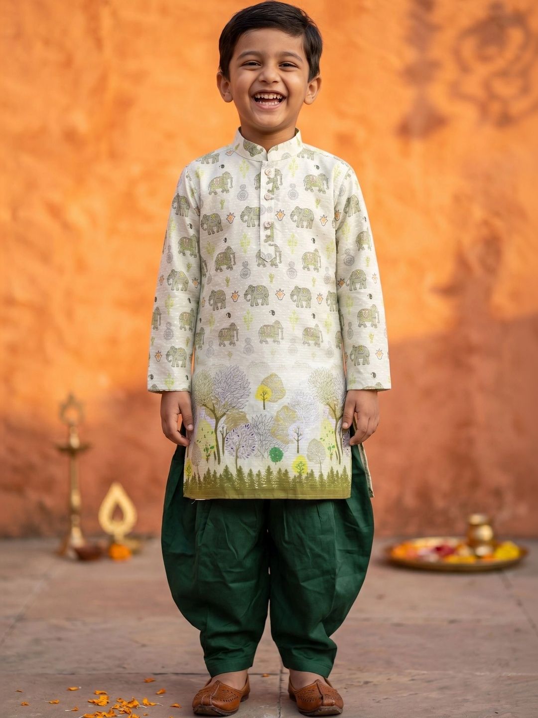HUMAN CHOICE Boys Ethnic Motifs Printed Regular Kurta with Dhoti Pants-picture-28