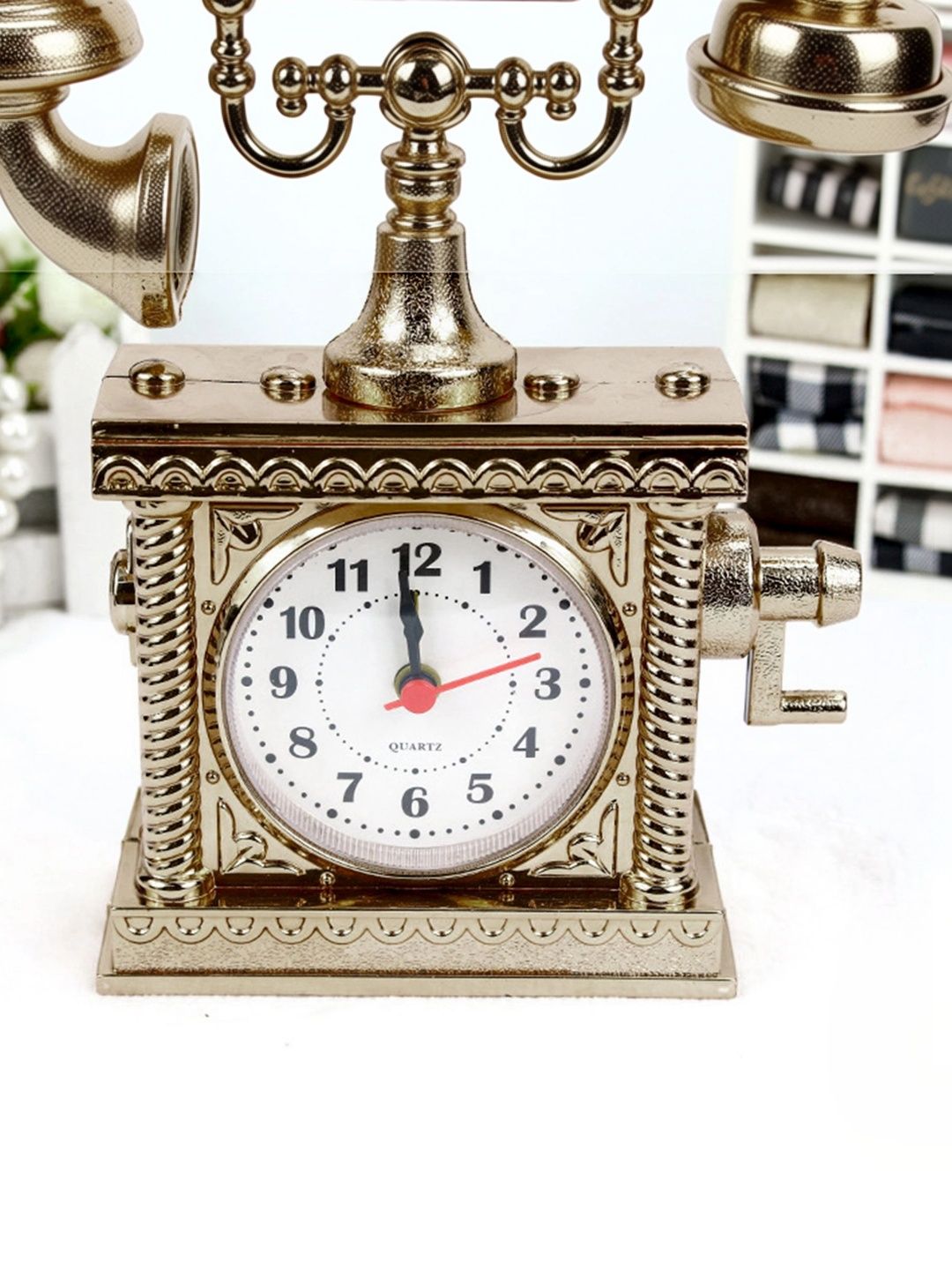 Katish Bronze-Toned Abstract Shaped Table Clock-picture-52