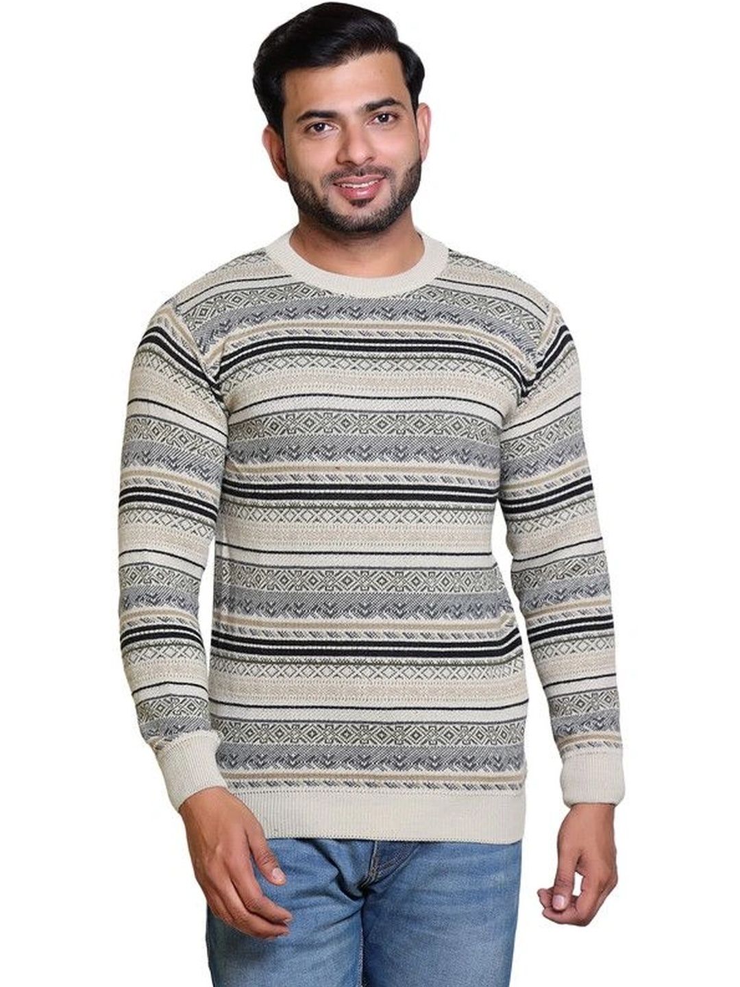 Grand Line Men Fair Isle Striped Pullover-picture-21