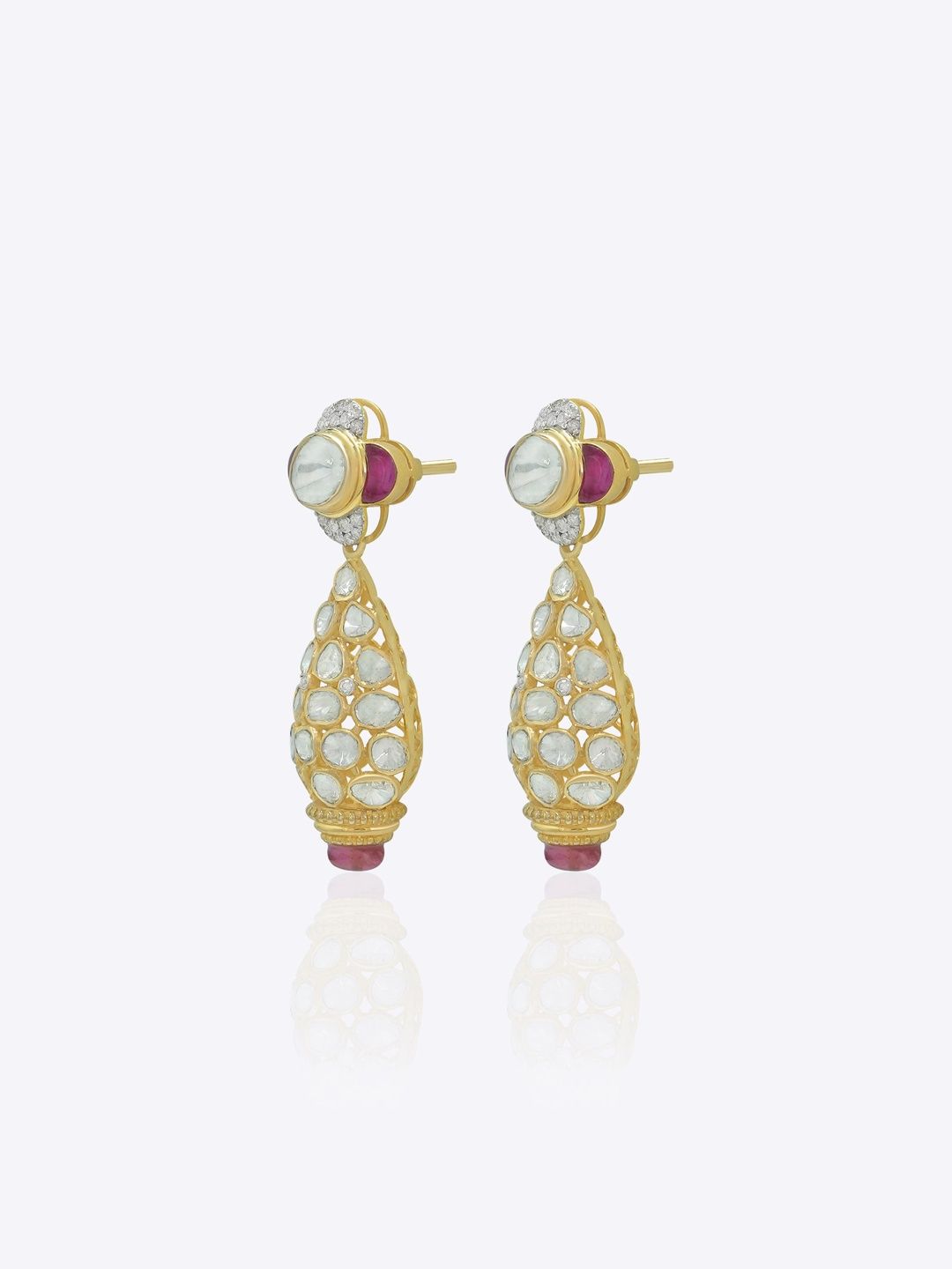 Laa Polky Stories by Raniwala 14 Kt Gold Earrings With 0.18 Ct Natural Diamond - 6.75 g-picture-27