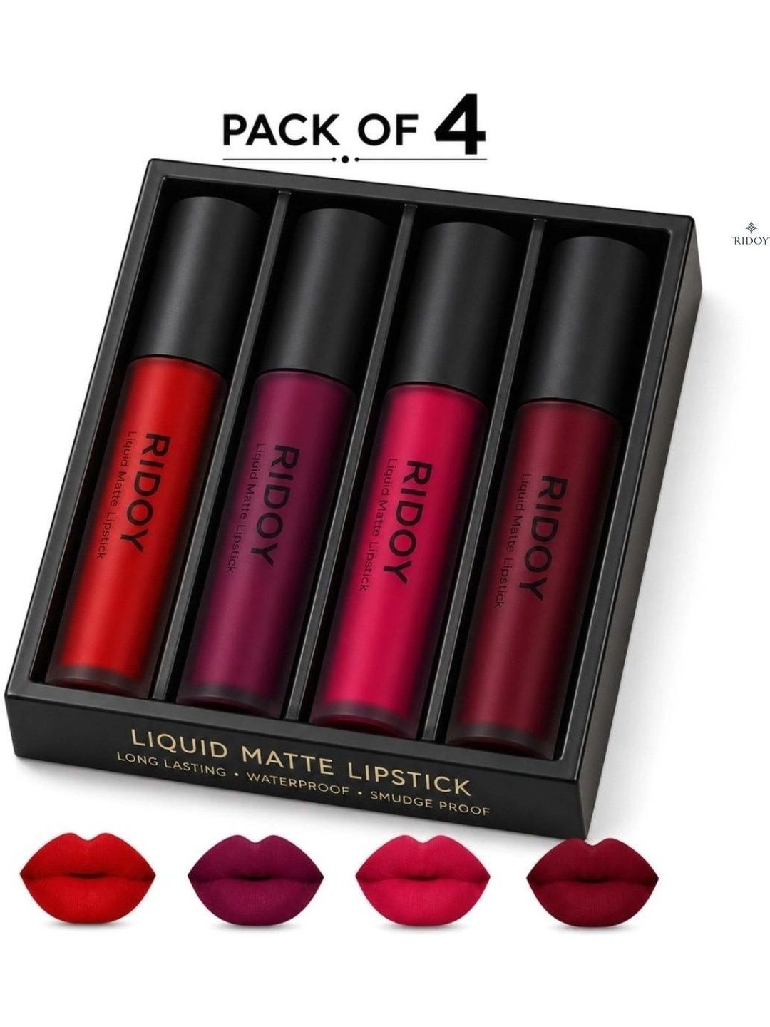 ridoy Set Of 4 Waterproof Liquid Matte Lipstick-3 ml Each - Classic Red-Berry Plum-picture-50