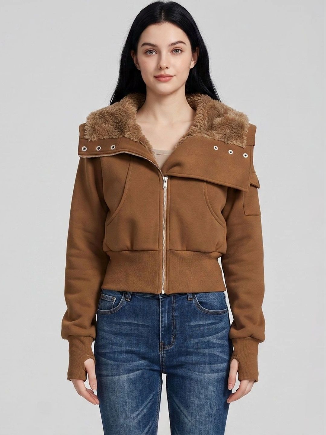 Suo Women Crop Bomber Jacket-picture-53