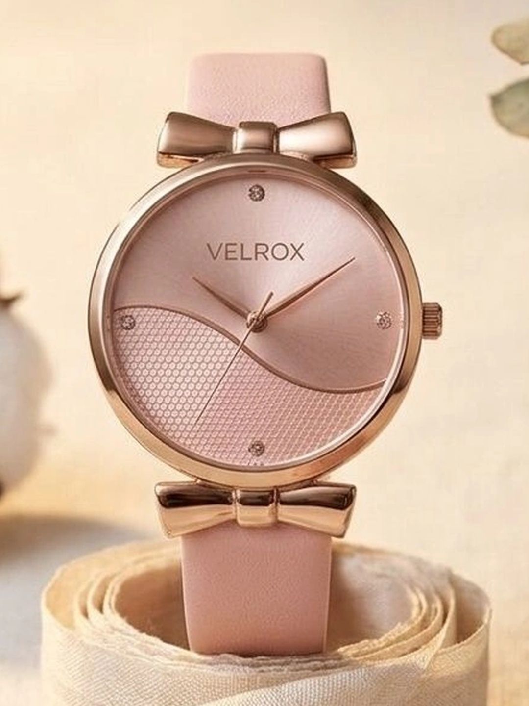 VELROX Women Dial & Leather Straps Analogue Watch AJ04 R ROGEGOLD CASE PINK DAIL & BELT LEATHER-image-5